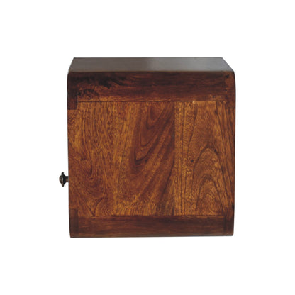 Wall Mounted Bedside - Extra Mini Curved Chestnut