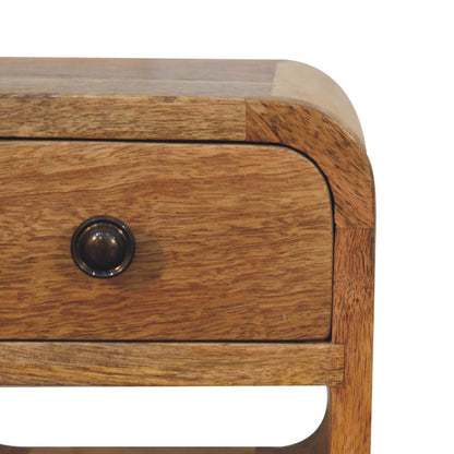 Oak-ish Bedside Extra Mini Curve Lower