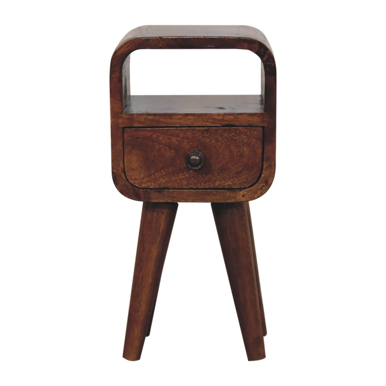 Chestnut Bedside Extra Mini Curve Open Slot