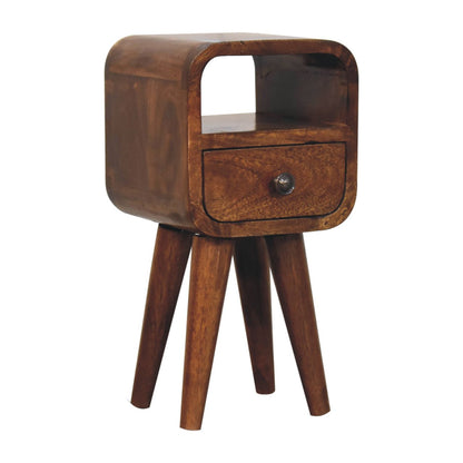 Chestnut Bedside Extra Mini Curve Open Slot
