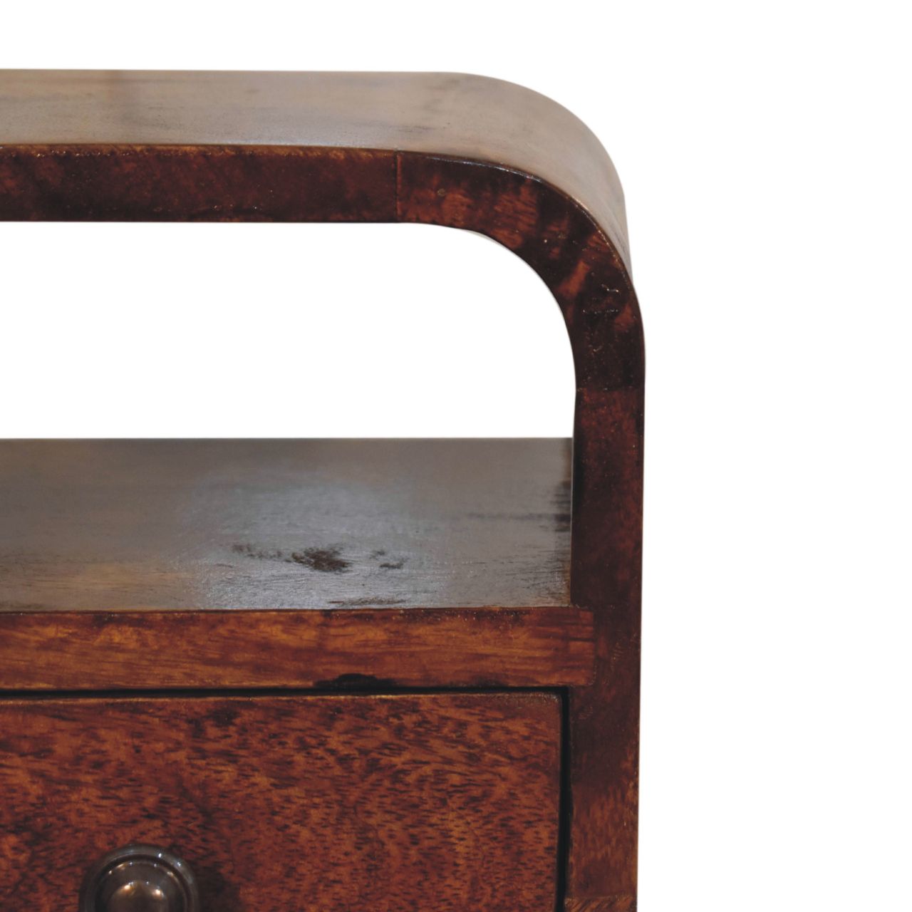 Chestnut Bedside Extra Mini Curve Open Slot