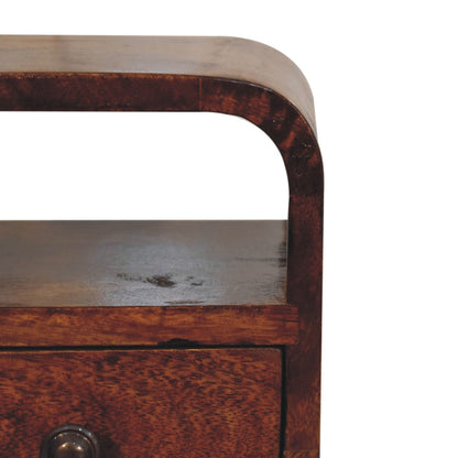 Chestnut Bedside Extra Mini Curve Open Slot