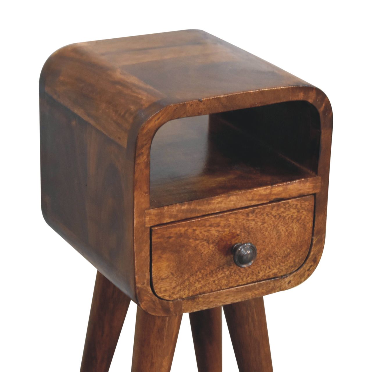 Chestnut Bedside Extra Mini Curve Open Slot