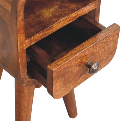 Chestnut Bedside Extra Mini Curve Open Slot