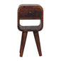 Chestnut Bedside Extra Mini Curve Lower by Maple Manor mango wood bedside table with drawer