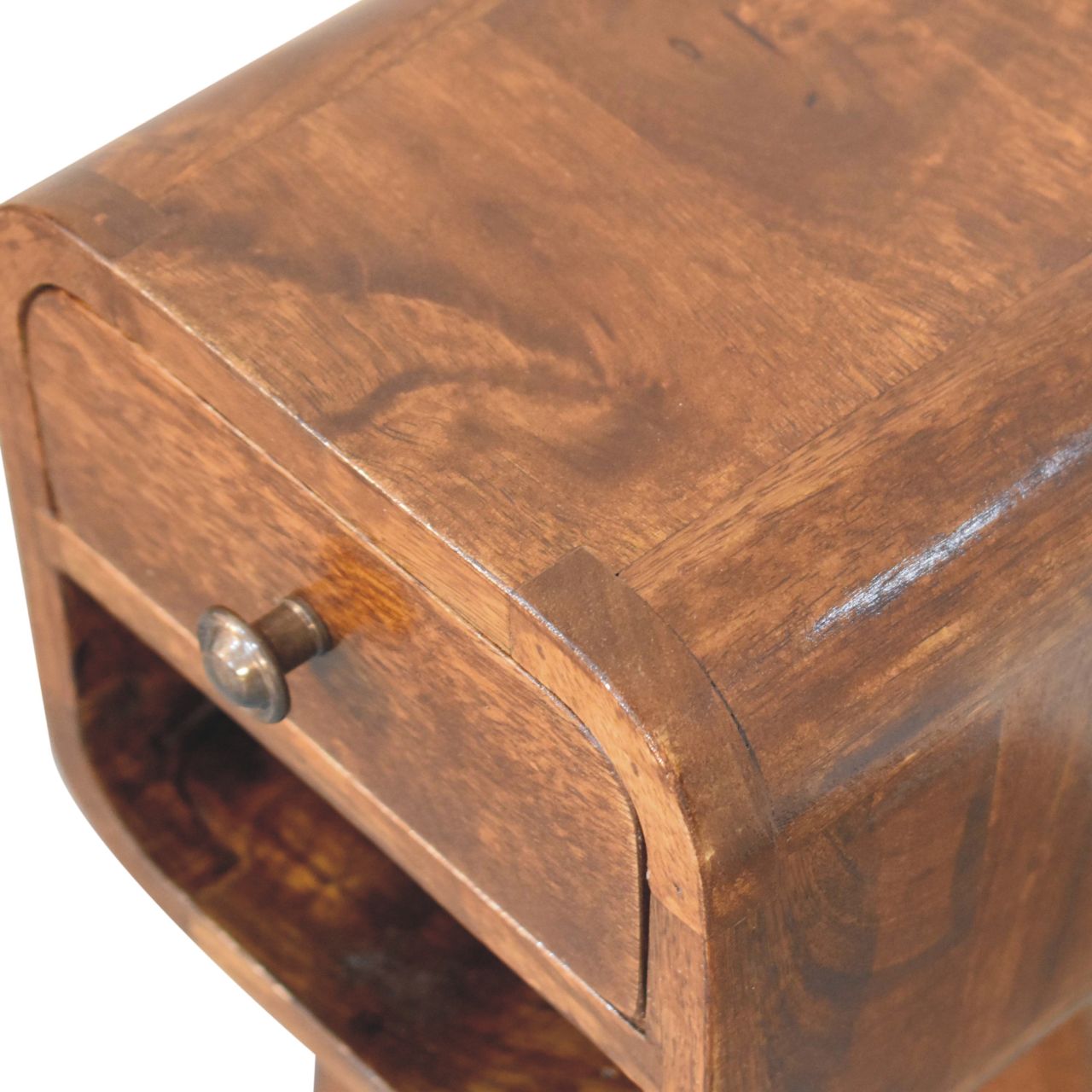 Chestnut Bedside Extra Mini Curve Lower