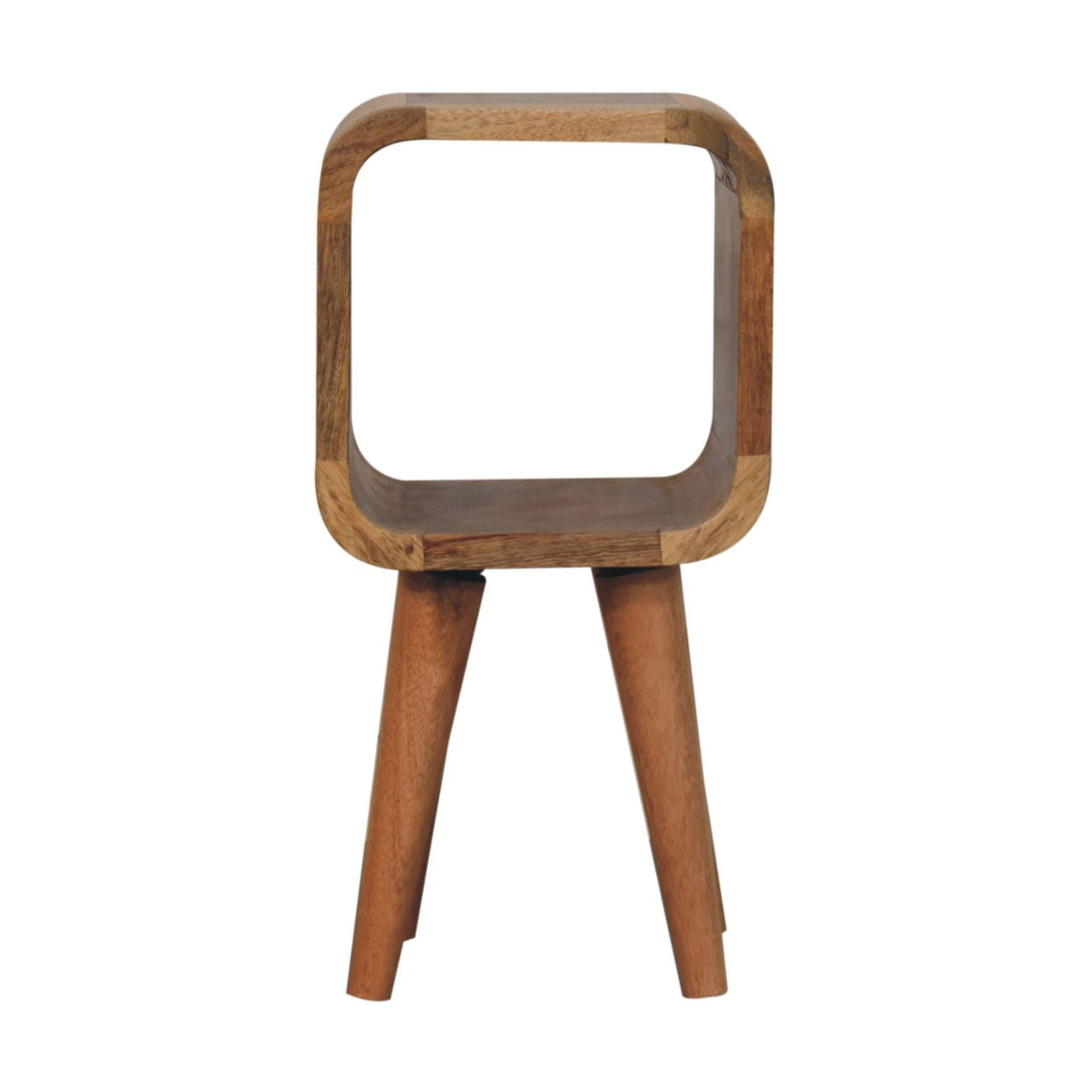 Oak-ish Bedside Extra Mini Minimalist by Maple Manor solid wood bedside table with square open frame and four legs