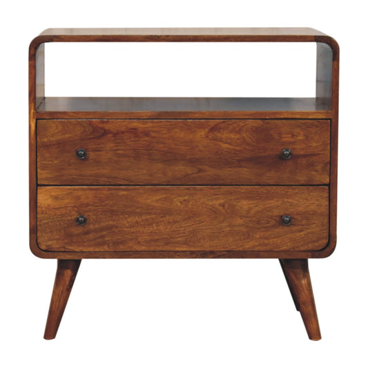 Chest of Drawers - Curved Nordic Charm by Maple Manor, mango wood with curved legs and two drawer fronts
