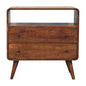 Chest of Drawers - Curved Nordic Charm by Maple Manor, mango wood with curved legs and two drawer fronts
