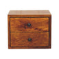 Wall Mounted Bedside 2-Drawer Chestnut Solis by Maple Manor in solid wood, two-drawer cabinet with dark knobs