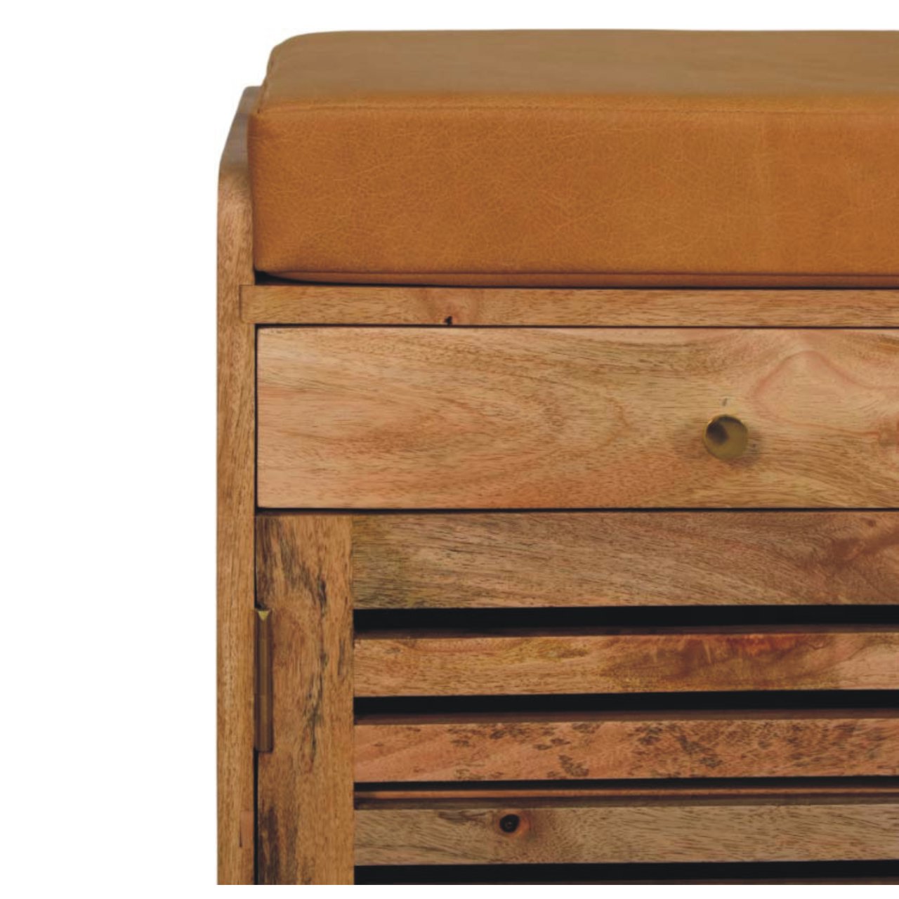 Oak ish shoe rack with 2 drawers - Shutter