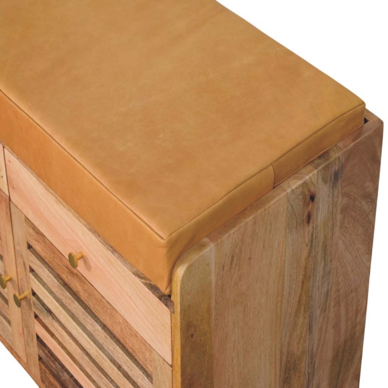 Oak ish shoe rack with 2 drawers - Shutter