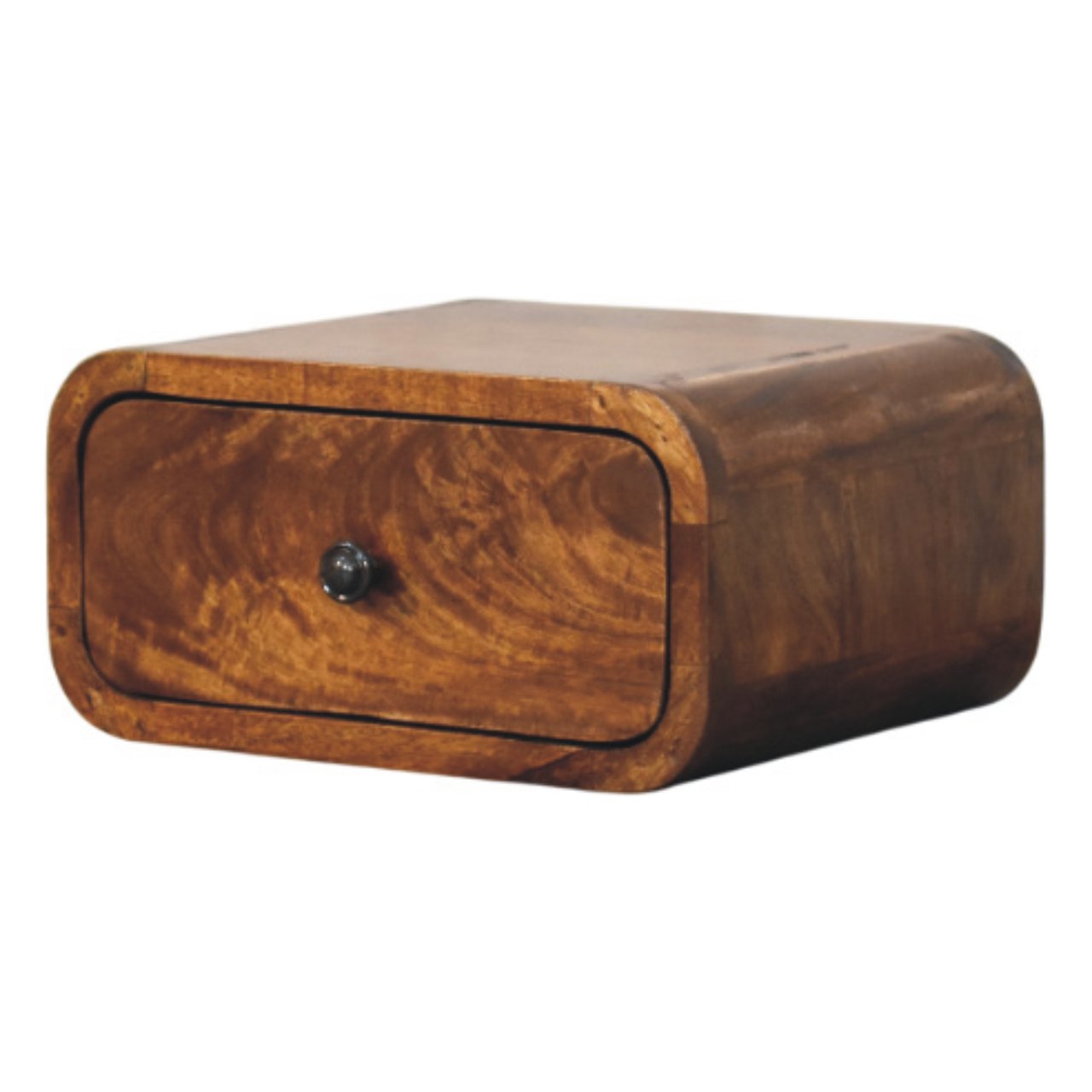 Wall-Mounted Chestnut Bedside - 1 Drawer Mini by Maple Manor in chestnut solid wood with round drawer knob