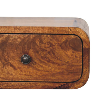 Wall-Mounted Chestnut Bedside - 1 Drawer Mini