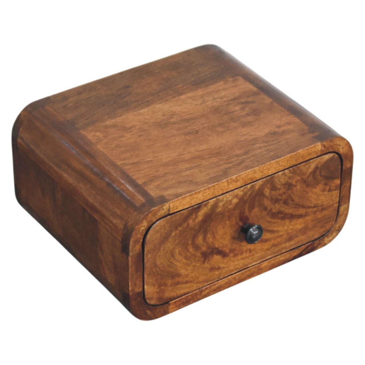 Wall-Mounted Chestnut Bedside - 1 Drawer Mini