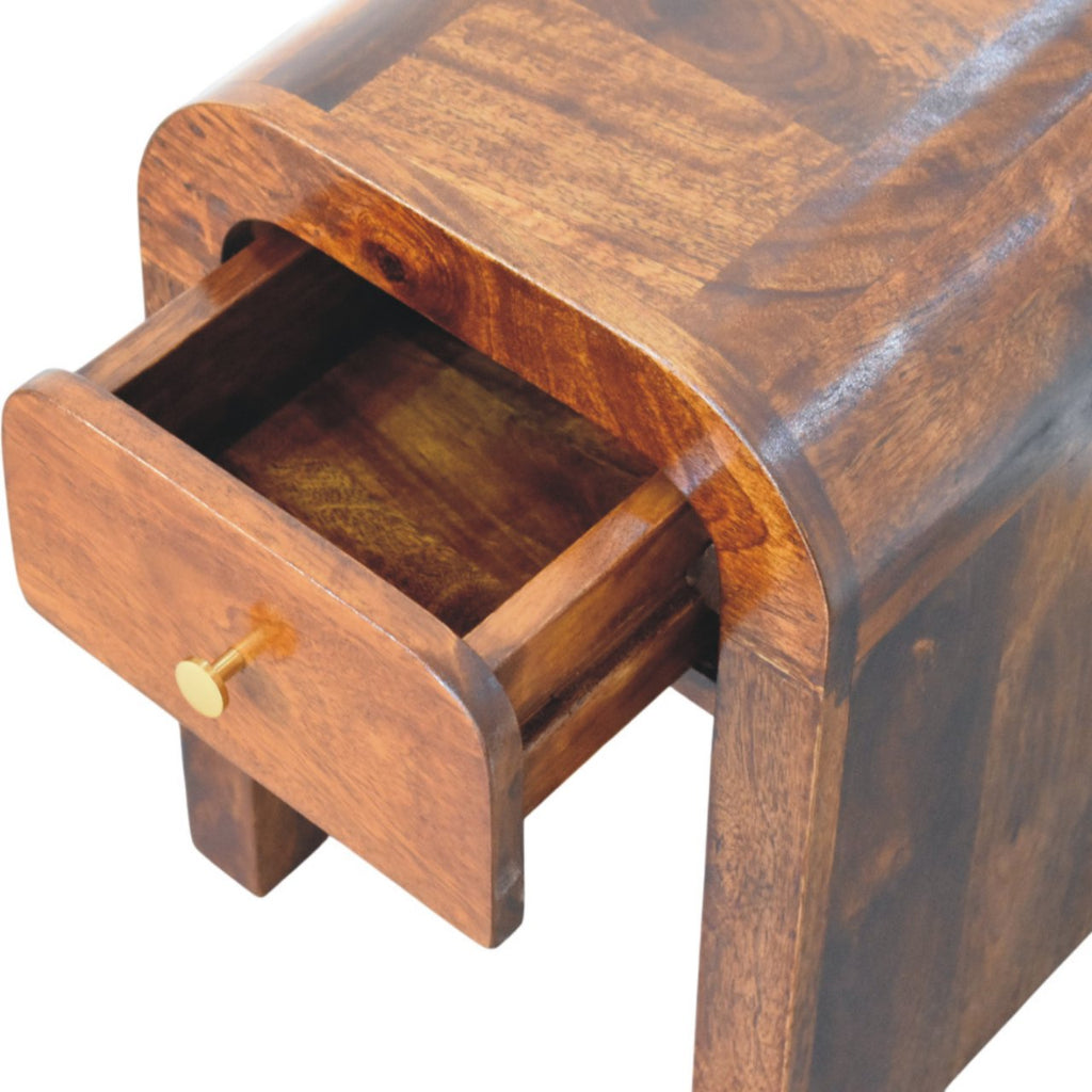 Chestnut Bedside Mini Darcy with Curved Edges