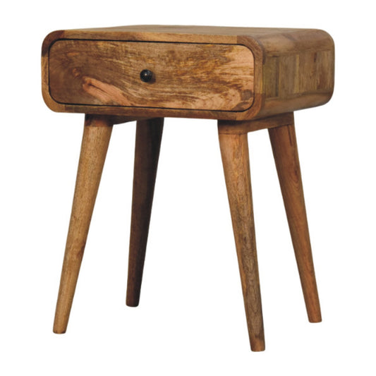 Bedside with 1 drawer - Avora Oak-ish by Maple Manor, mango wood-style side table with a single drawer.