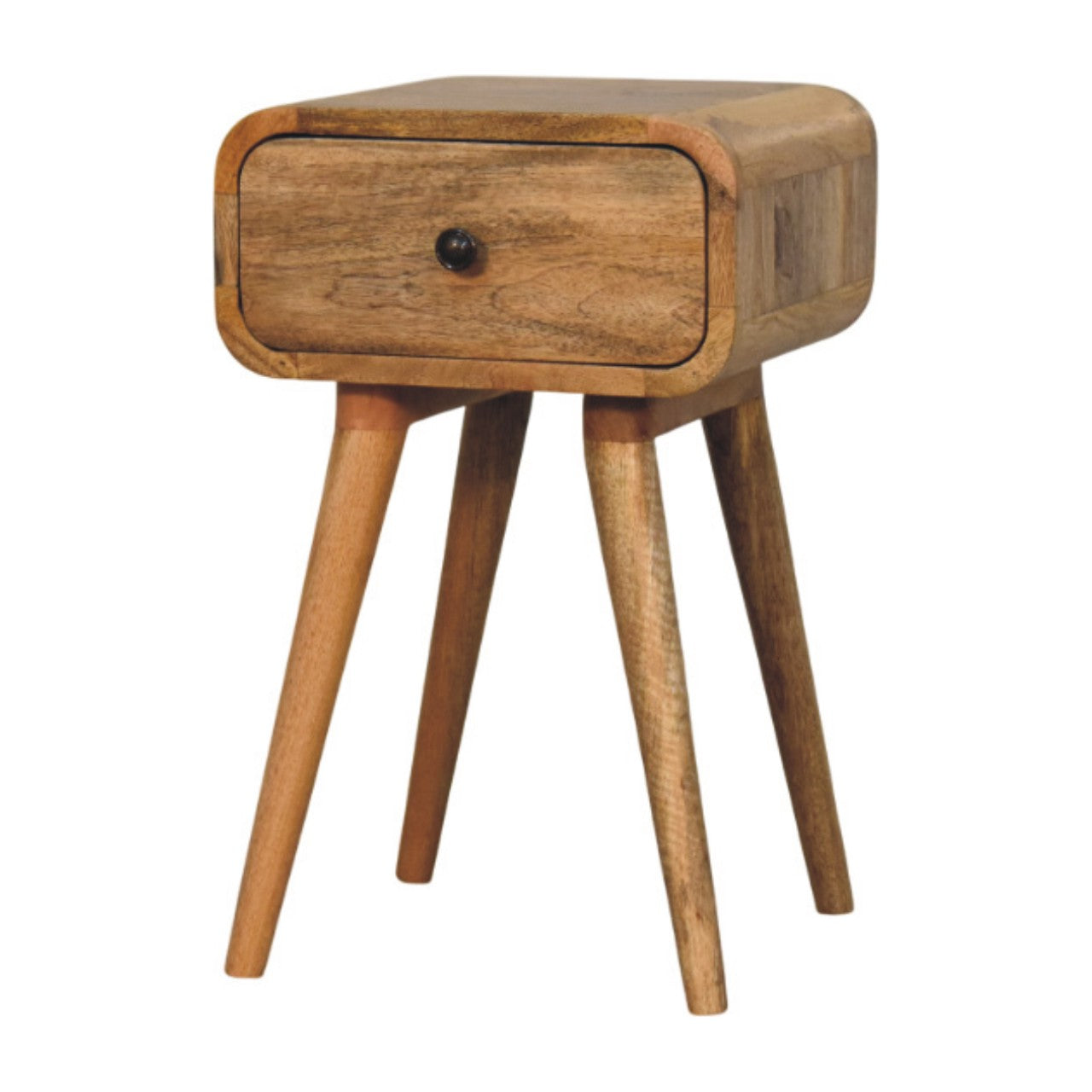 Oak-ish Bedside with 1 drawer - Avora Mini by Maple Manor, solid wood bedside table with single drawer and rounded knob.