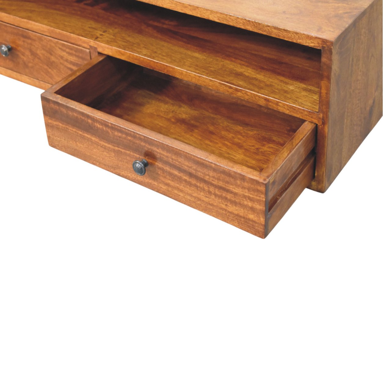 Wall Mounted Media Unit - Lunar 2 Drawer Chestnut