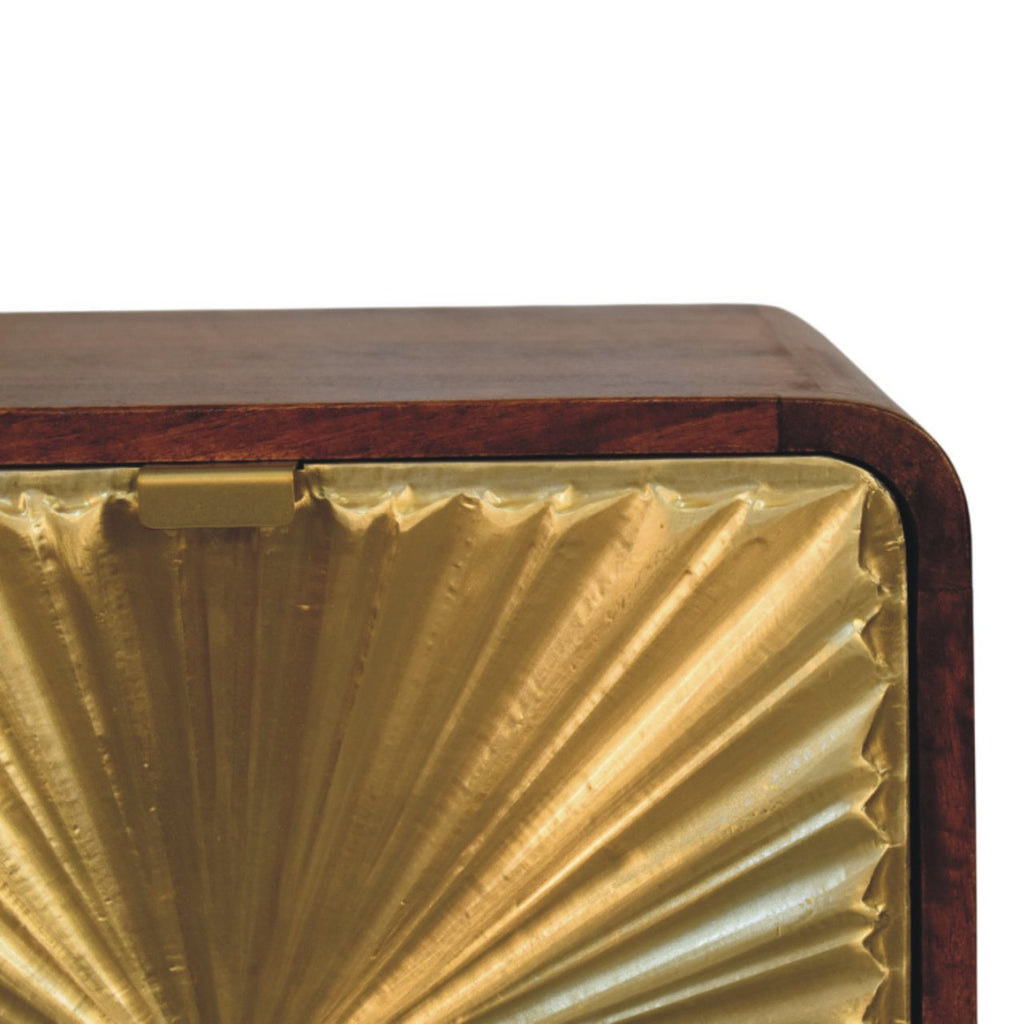 2 Drawer Chestnut Bedside Avora Brass Embossed