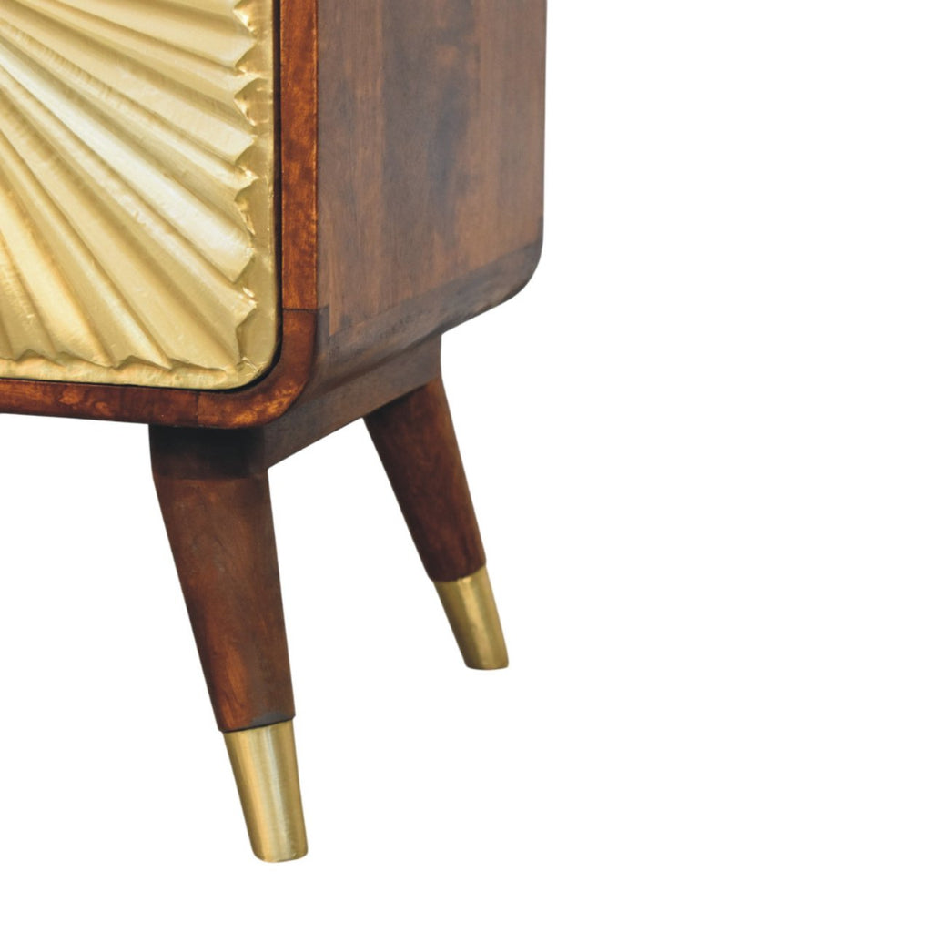 2 Drawer Chestnut Bedside Avora Brass Embossed