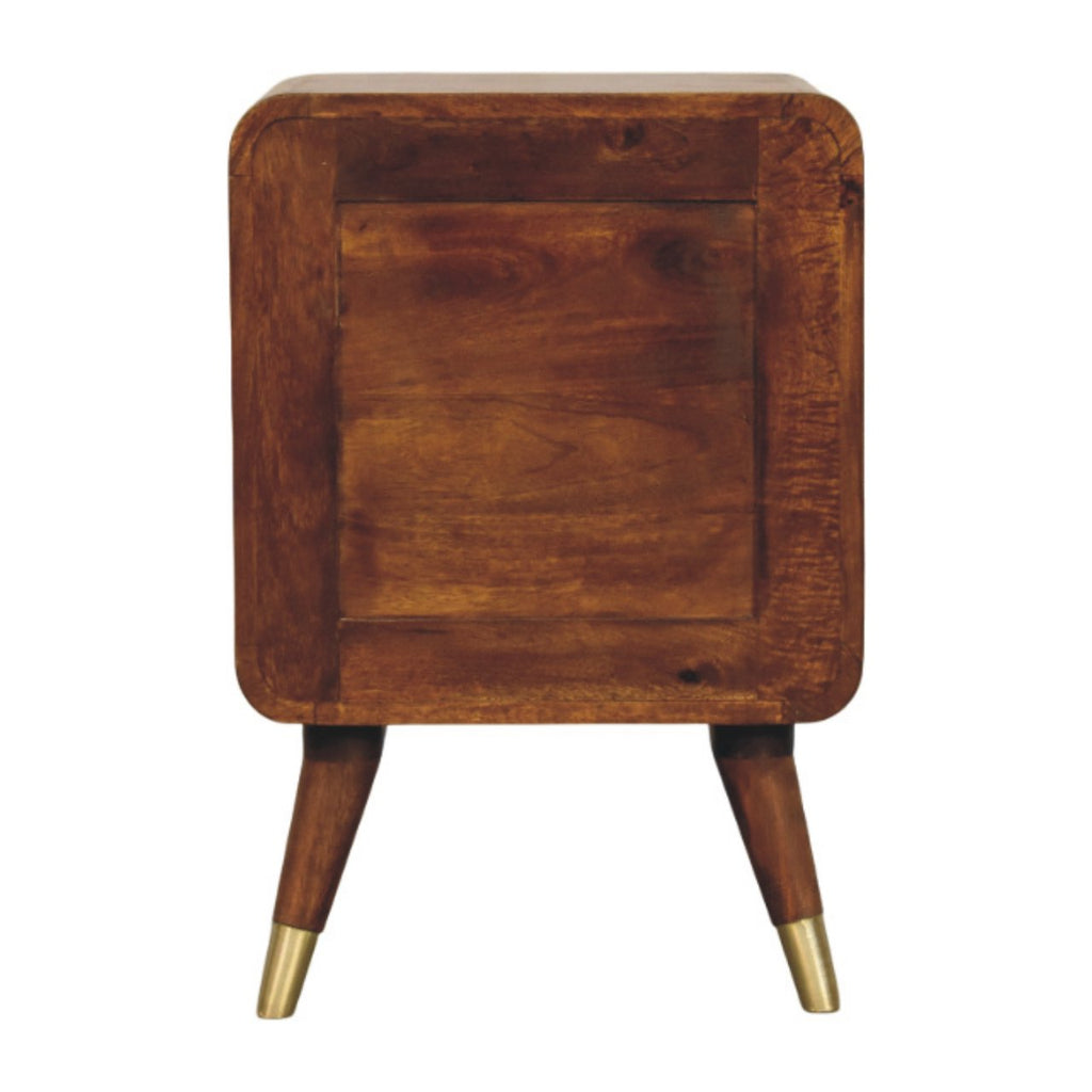 2 Drawer Chestnut Bedside Avora Brass Embossed