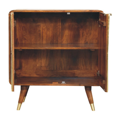 Chestnut Cabinet 2 Door Avora Brass Embossed