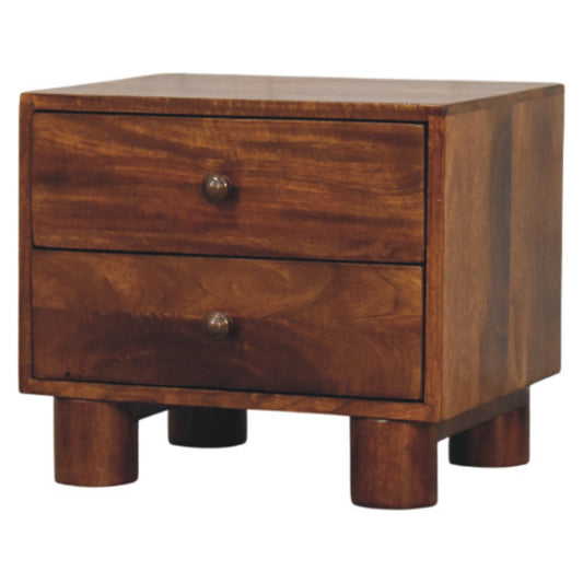 2 Drawer Chestnut bedside - Tula by Maple Manor bedside table in solid wood with two drawers and round knobs