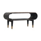 Curved Media Unit with Brass Accents by Maple Manor, solid wood media unit with curved cutout and brass legs