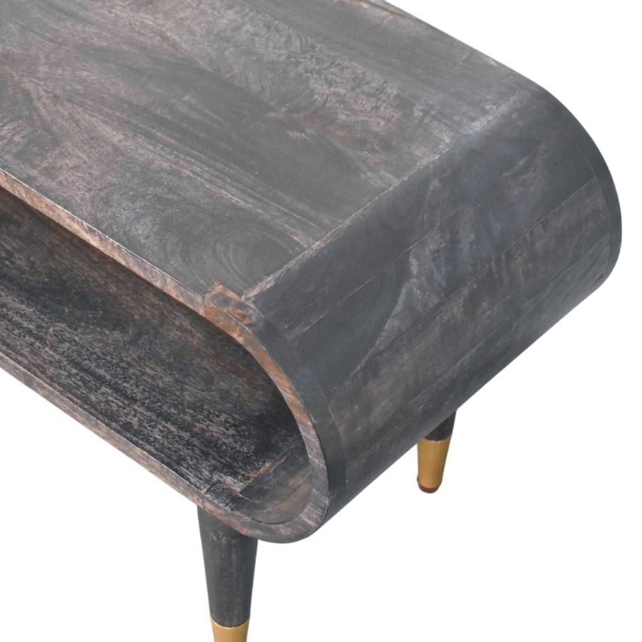 Curved Media Unit with Brass Accents