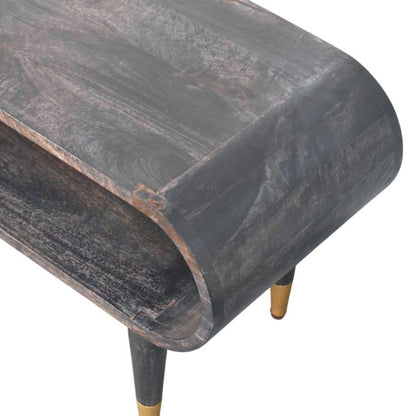 Curved Media Unit with Brass Accents