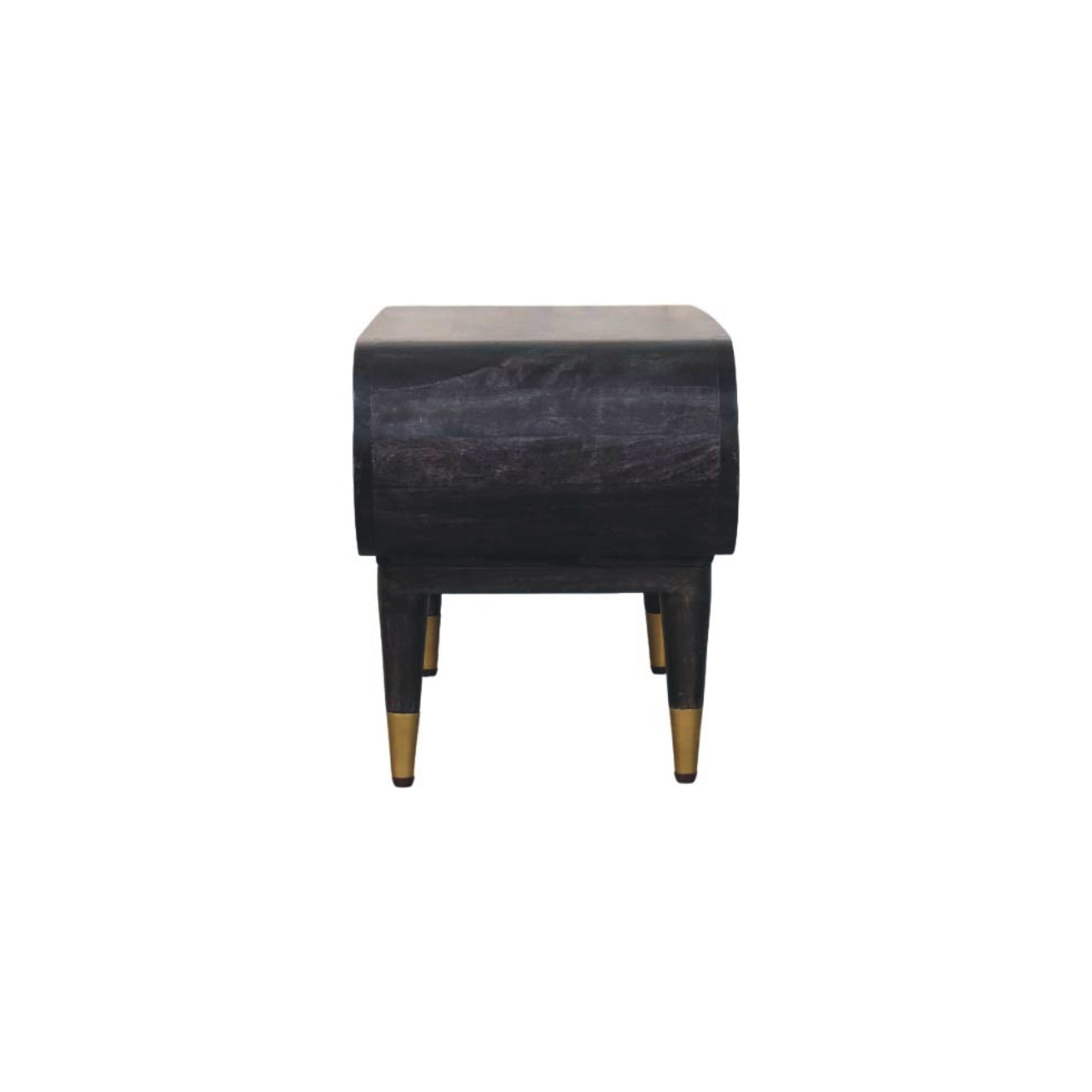 Curved Media Unit with Brass Accents