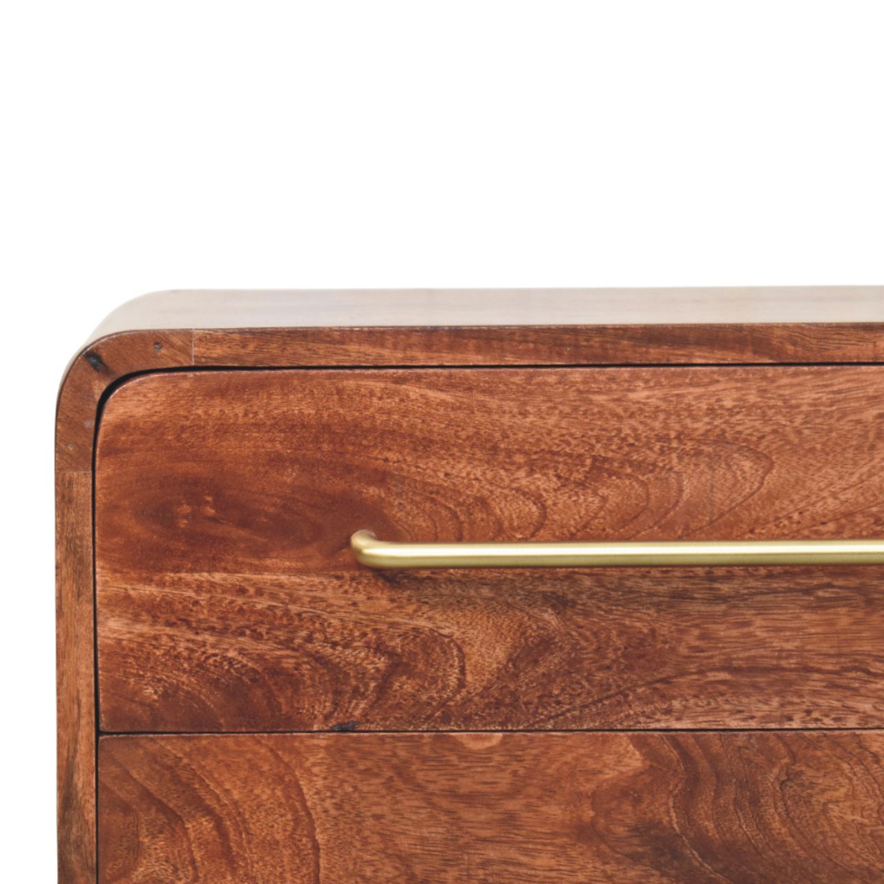 Chest of Drawers - Rounded Maple Manor dresser drawer in solid wood with brass handle and rounded corners
