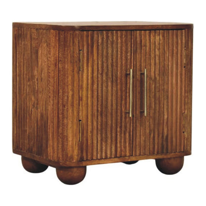 Mini Sideboard - Solis Fluted by Maple Manor, solid wood hallway storage with fluted doors and brass handles