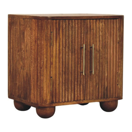 Mini Sideboard - Solis Fluted by Maple Manor, solid wood hallway storage with fluted doors and brass handles
