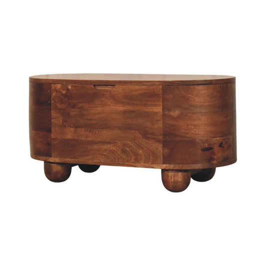 Storage Trunk - Curva by Maple Manor in solid wood with curved design and visible wood grain, on legs