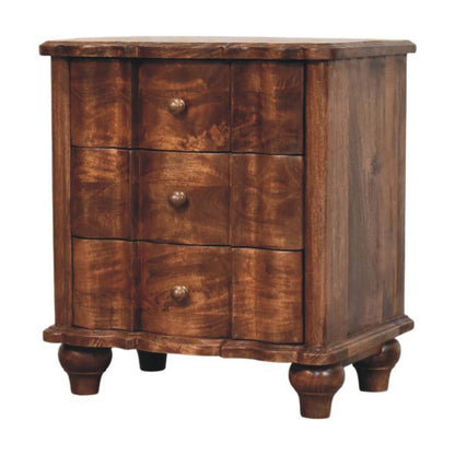 3 Drawer Bedside - Valencia by Maple Manor solid wood mango bedside table with three drawers and round knobs