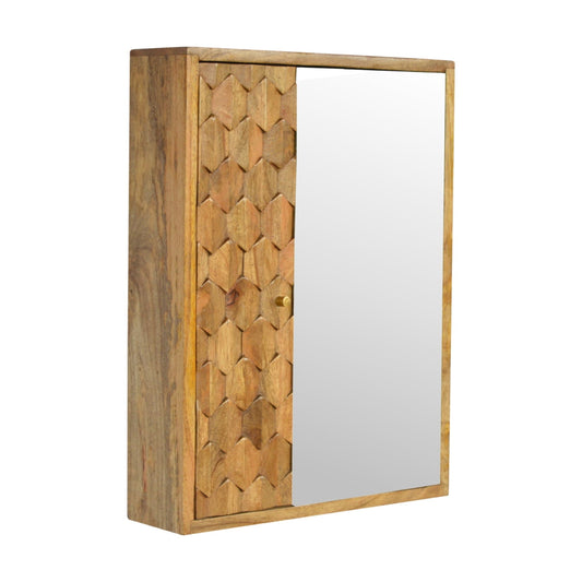 Mirror Cabinet - Pineapple Carved by Maple Manor, solid wood bathroom mirror with pineapple carved panel