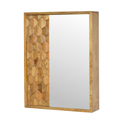 Mirror Cabinet - Pineapple Carved by Maple Manor in solid wood with pineapple carved door and gold knob.