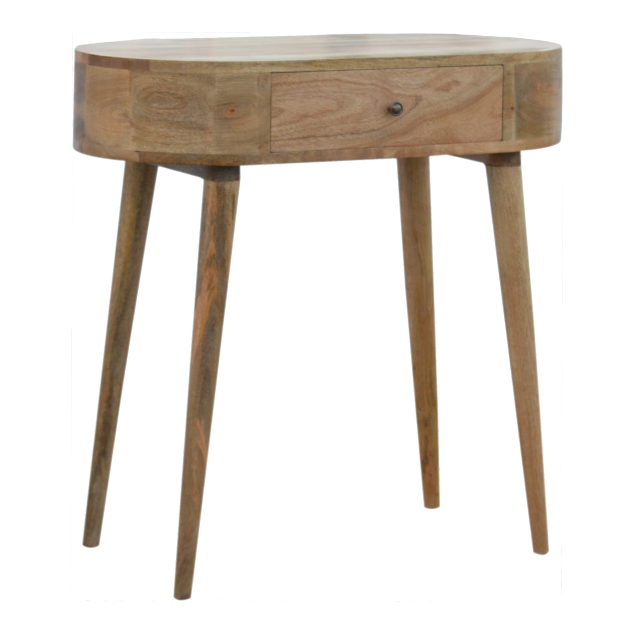 Console Unit Albion by Maple Manor console table in solid wood with single drawer and rounded top