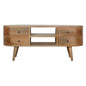 Media Unit Rounded Maple Manor media unit in solid wood with rounded top, two drawers and open shelves