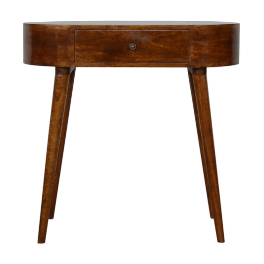Chestnut Console Albion by Maple Manor, solid wood console table in chestnut with a single drawer and tapered legs.