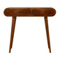 Chestnut Console Table London by Maple Manor console table in solid wood with two drawers and round knobs.