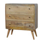 Oak-ish Chest of Drawers Curved Maple Manor solid wood hallway storage dresser with three drawers and curved frame