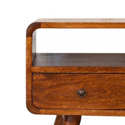 Media Unit with 2 Drawers - Mini Chestnut Curved