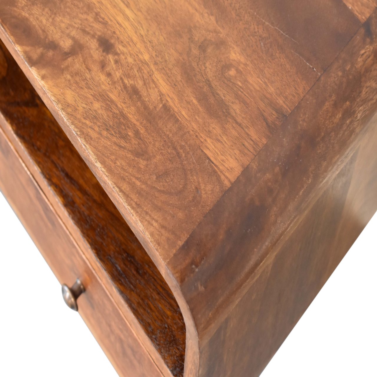 Media Unit with 2 Drawers - Mini Chestnut Curved