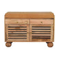 Oak ish shoe rack with 2 drawers - Shutter by Maple Manor, solid wood hallway storage with shutter doors