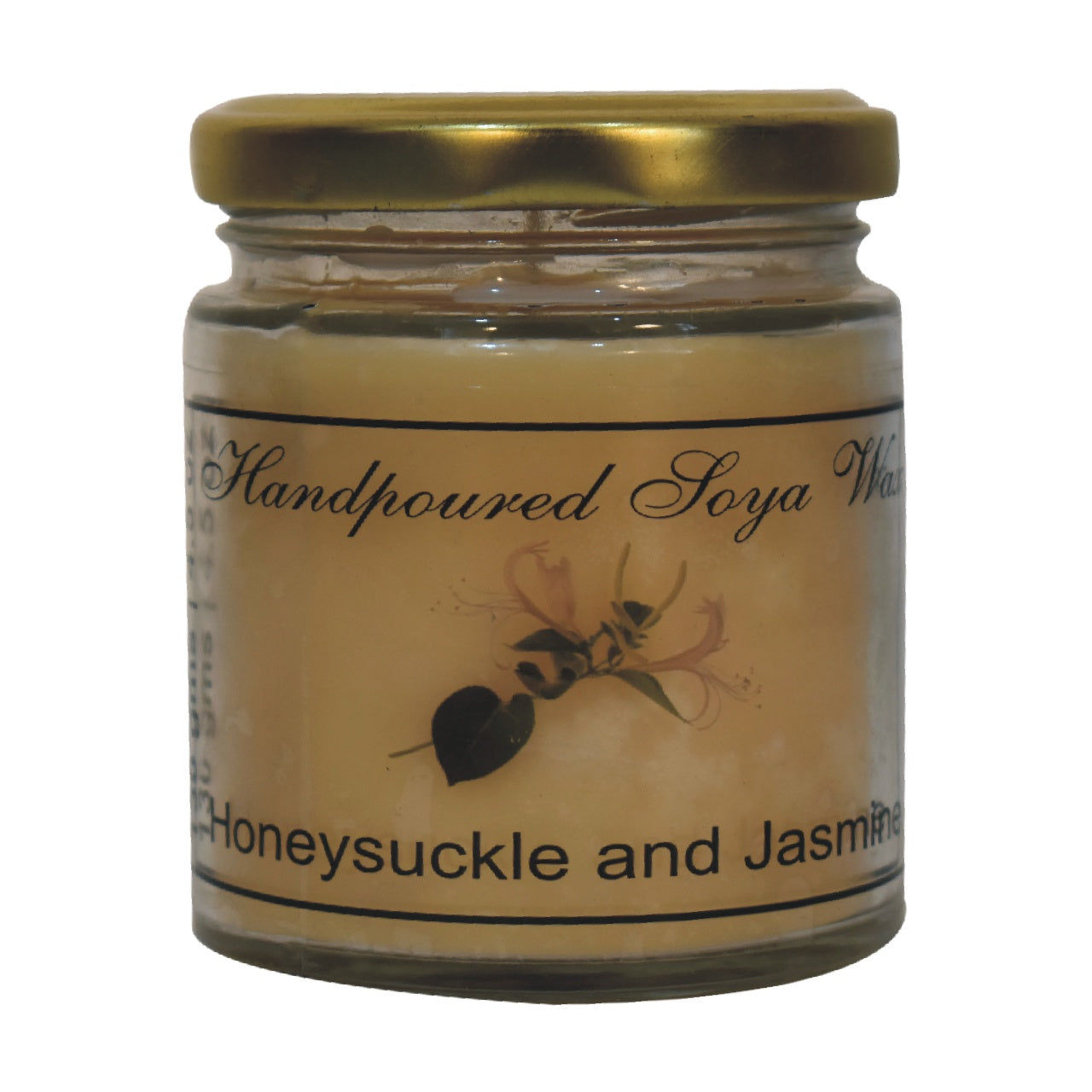 honeusuckle and jasmine candle on a white background