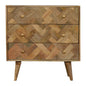 Chest of Drawers - Zig-Zag Patchwork by Maple Manor, solid wood cabinet with geometric patchwork and gold knobs
