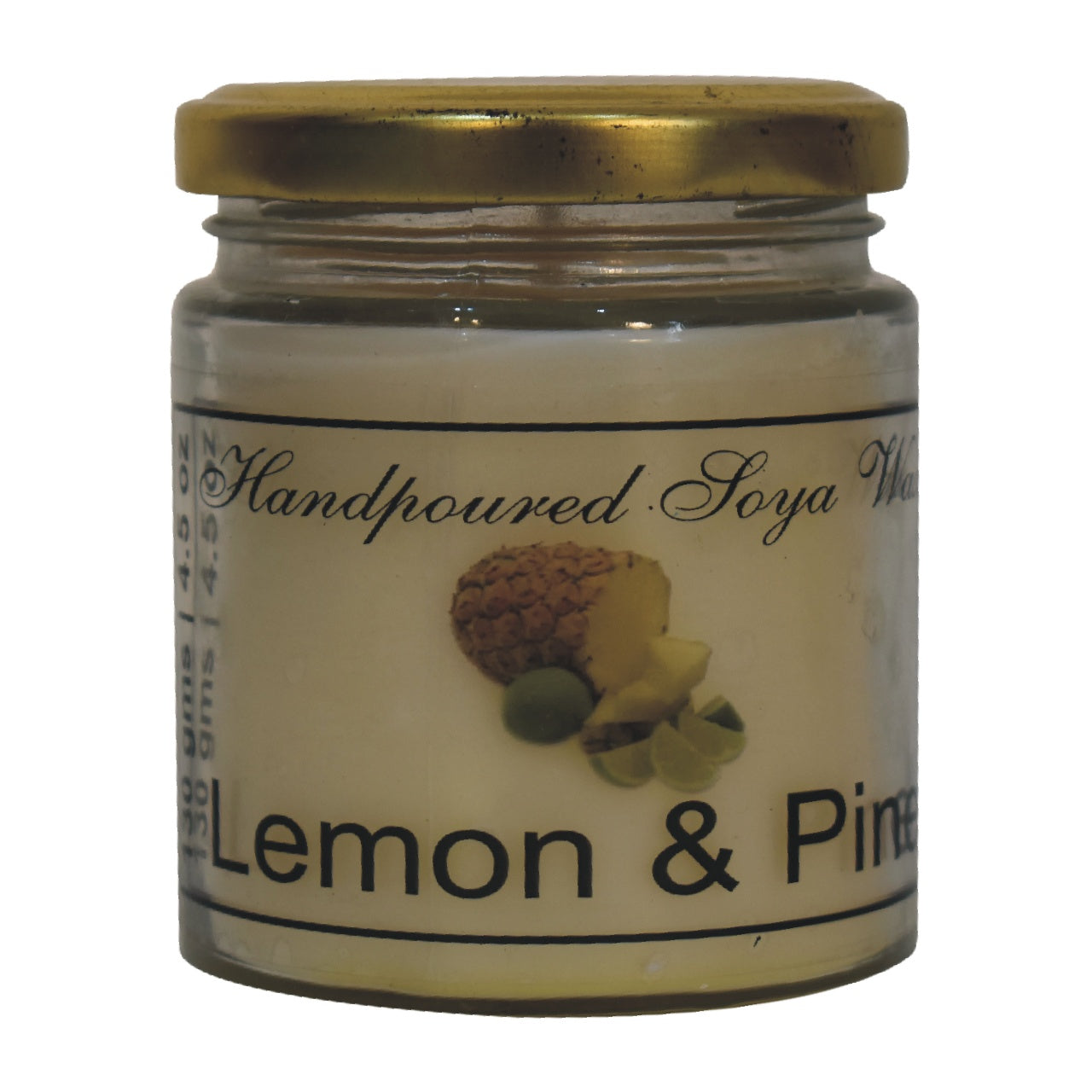 lemon and pine candle on a white background